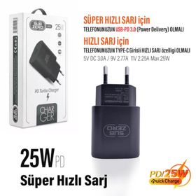 Subzero SG63 25W PD Type-C Girişli Ev Şarj Başlığı