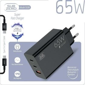 Subzero SG88 65W Type-C Hızlı Şarj Aleti ve PD Destekli Adaptör