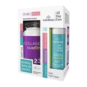 Suda Collagen Double Beauty Multiform 90 Tablet + Suda Beauty All Day Care 50 ml Yüz Kremi