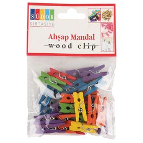 Südor Ahşap Renkli 22 mm 24 Adet Mandal