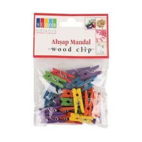 Südor Ahşap Renkli 22 mm 24 Adet Mandal