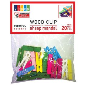 Südor BS130 Renkli Büyük 3.5 cm Ahşap Mandal