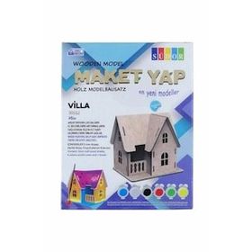Südor MD204 14X11X12 cm Ahşap Maket Villa Boyama Seti