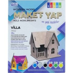 Südor MD204 14X11X12 cm Ahşap Maket Villa Boyama Seti