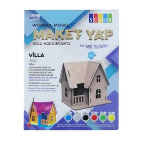 Südor MD204 14X11X12 cm Ahşap Maket Villa Boyama Seti