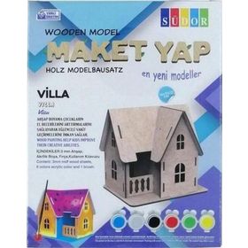 Südor MD204 14X11X12 cm Ahşap Maket Villa Boyama Seti