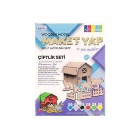 Südor MD206 12X14X18 cm Ahşap Maket Çiftlik Boyama Seti