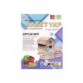Südor MD206 12X14X18 cm Ahşap Maket Çiftlik Boyama Seti