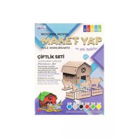 Südor MD206 12X14X18 cm Ahşap Maket Çiftlik Boyama Seti