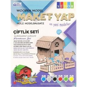 Südor MD206 12X14X18 cm Ahşap Maket Çiftlik Boyama Seti