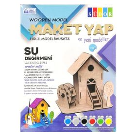 Südor N:MD2-07 16x15x14 cm Ahşap Maket Su Değirmeni Boyama Seti