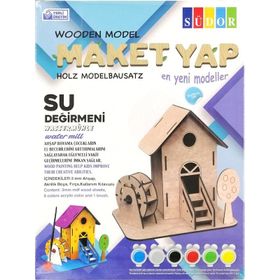 Südor N:MD2-07 16x15x14 cm Ahşap Maket Su Değirmeni Boyama Seti