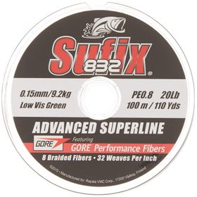 Sufix 832 Yeşil 0.20 mm 120 m 13.5 kg Çekme Kapasiteli Advanced Superline Braid Örgü Olta Misinası