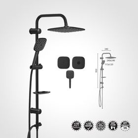 Sukar Aqua Jet Black Deluxe SB-5045-01 Siyah Tepe Duş Yağmurlama Seti
