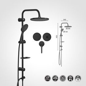 Sukar Deluxe Jet Black SB-5015-01 Siyah Tepe Duş Yağmurlama Seti