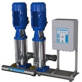 Sumak SHTPD8-B-400/12 Düşey Milli Kademeli Çift Pompalı Paslanmaz Çark ve Difüzörlü Hidrofor