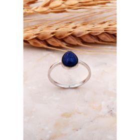 Sümer Telkari 3673 Lapis Lazuli Taşlı Damla Rodyumlu Gümüş Yüzük