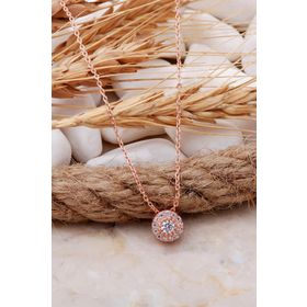 Sümer Telkari 7708 Elmas Montürlü 7 mm Rose Gümüş Kolye