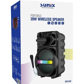 Sunix BTS-410 20 W Mikrofonlu Led Işıklı Taşınabilir Bluetooth Hoparlör