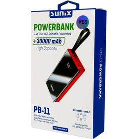 Sunix PB11 Ledli Dijital Göstergeli 30000 mAh Kırmızı Powerbank