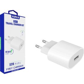 Sunix S216 Type-C to Type-C Çıkışlı Set PD18W Ev Şarj Aleti