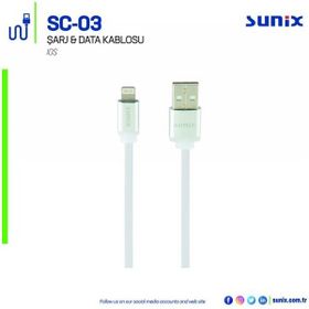 Sunix SC03 Soft İos Lightning 3A Beyaz Çıkışlı Data Ve Şarj Kablosu