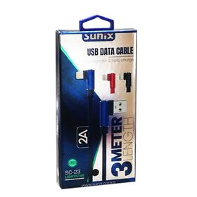 Sunix SC23 3 m İos Lightning 2A Siyah Çıkışlı Data Ve Şarj Kablosu