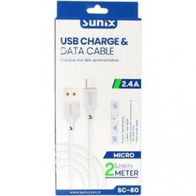 Sunix SC80 Micro 2.4A Çıkışlı 2 m Data ve Hızlı Şarj Kablo
