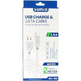 Sunix SC80 Micro 2.4A Çıkışlı 2 m Data ve Hızlı Şarj Kablo