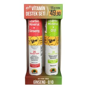 Sunlife Multivitamin Mineral Ginseng 20 Efervesan Tablet + Multivitamin Mineral Q10 20 Efervesan Tablet