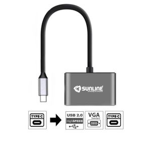 Sunline 170681 Type C-USB 2.0/VGA/Type C Dönüştürücü