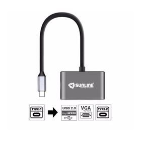 Sunline 170681 Type C-USB 2.0/VGA/Type C Dönüştürücü