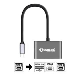 Sunline 170681 Type C-USB 2.0/VGA/Type C Dönüştürücü