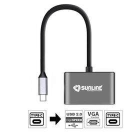 Sunline 170681 Type C-USB 2.0/VGA/Type C Dönüştürücü