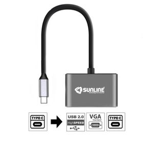 Sunline 170681 Type C-USB 2.0/VGA/Type C Dönüştürücü