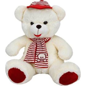 Sunman 1521 Oturan Atkılı Şapkalı Ayı 50 cm Peluş Oyuncak