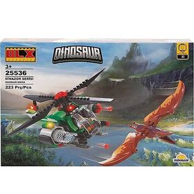 Sunman 25536 Blx Dinosaur 223 Parça Kanatlı Dinozorlar ve Helikopter Blok Seti