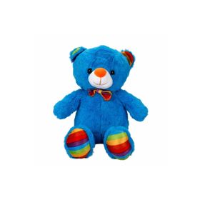 Sunman 30 cm Mavi Oturan Kurdeleli Renkli Ayı Peluş Oyuncak