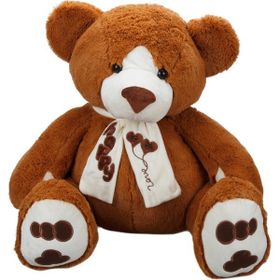 Sunman 60 cm Kahverengi Oturan Happy Atkılı Ayı Peluş Oyuncak