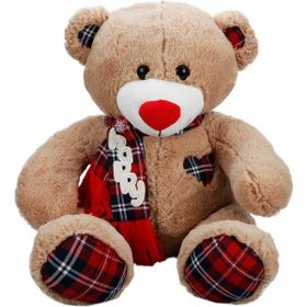 Sunman Açık Kahverengi Ekose Atkılı Ayı 60 cm Peluş Oyuncak