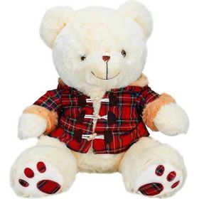 Sunman Krem Ekose Elbiseli Ayı 45 cm Peluş Oyuncak