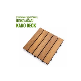 Sunsoe İroko Ağacı Balkon Karo Deck 30x30 cm 1 Adet Bahçe Ahşap Yer Döşemesi