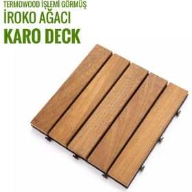 Sunsoe İroko Ağacı Balkon Karo Deck 30x30 cm 1 Adet Bahçe Ahşap Yer Döşemesi