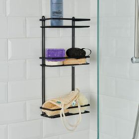 Suntel Siyah 3 Katlı Kancalı Banyo Rafı