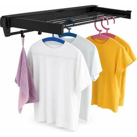 Sunup Sn-37718 Siyah Katlanabilir Çamaşır Askılığı Duvara Monte Gizli Balkon Akordeon Kurutma