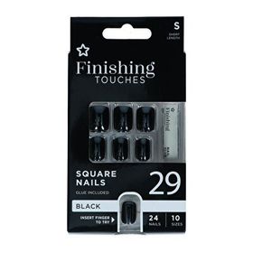 Superdrug Finishing Touches 24 Parça Siyah Kısa Takma Tırnak