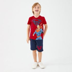 Superman L1560-3 Kırmızı Erkek Çocuk Bermuda Takım