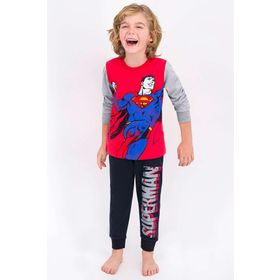 Superman Lisanslı Açık Kırmızı Erkek Çocuk Pijama Takımı