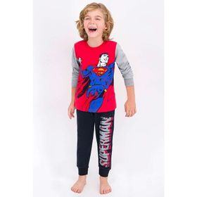 Superman Lisanslı Açık Kırmızı Erkek Çocuk Pijama Takımı