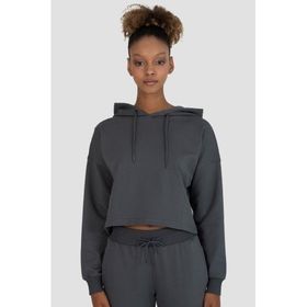 Superstacy Lisa Oversize Füme Crop Hoodie